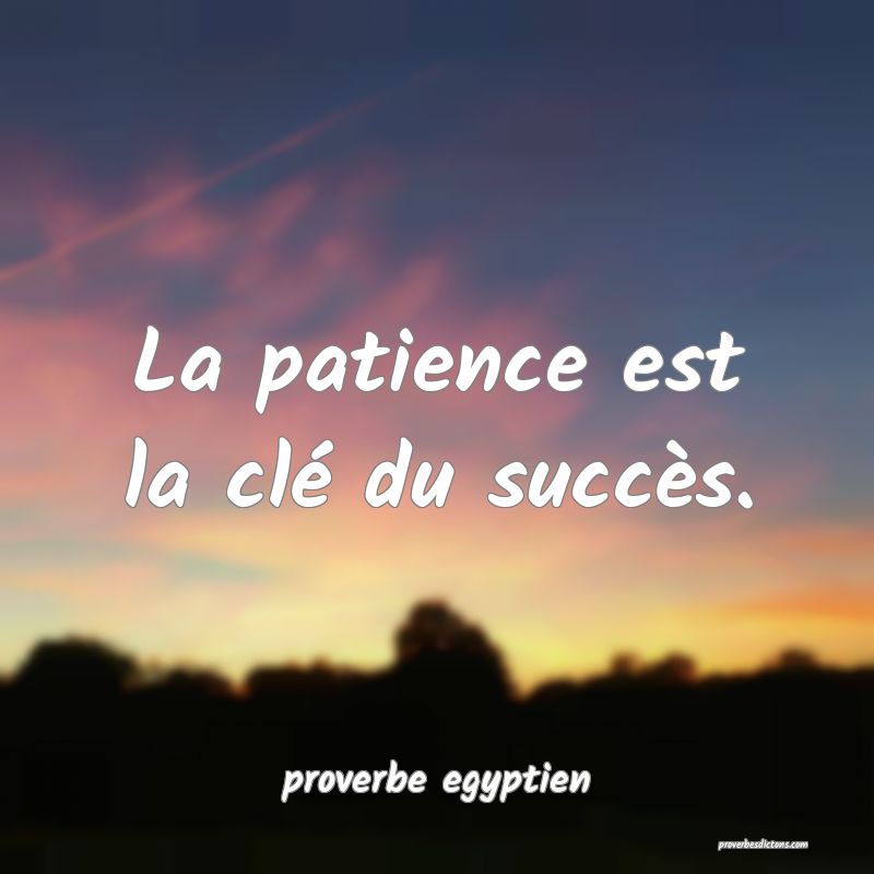 La patience est la clé du succès.