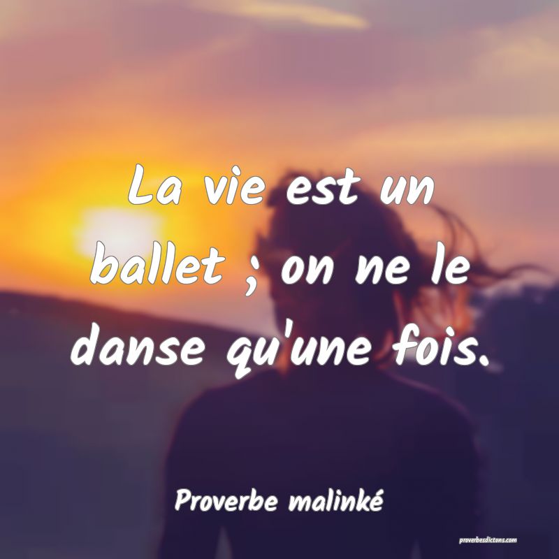 La vie est un ballet ; on ne le danse qu'une fois.