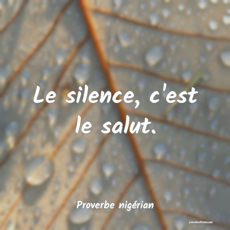 Le silence, c'est le salut.
