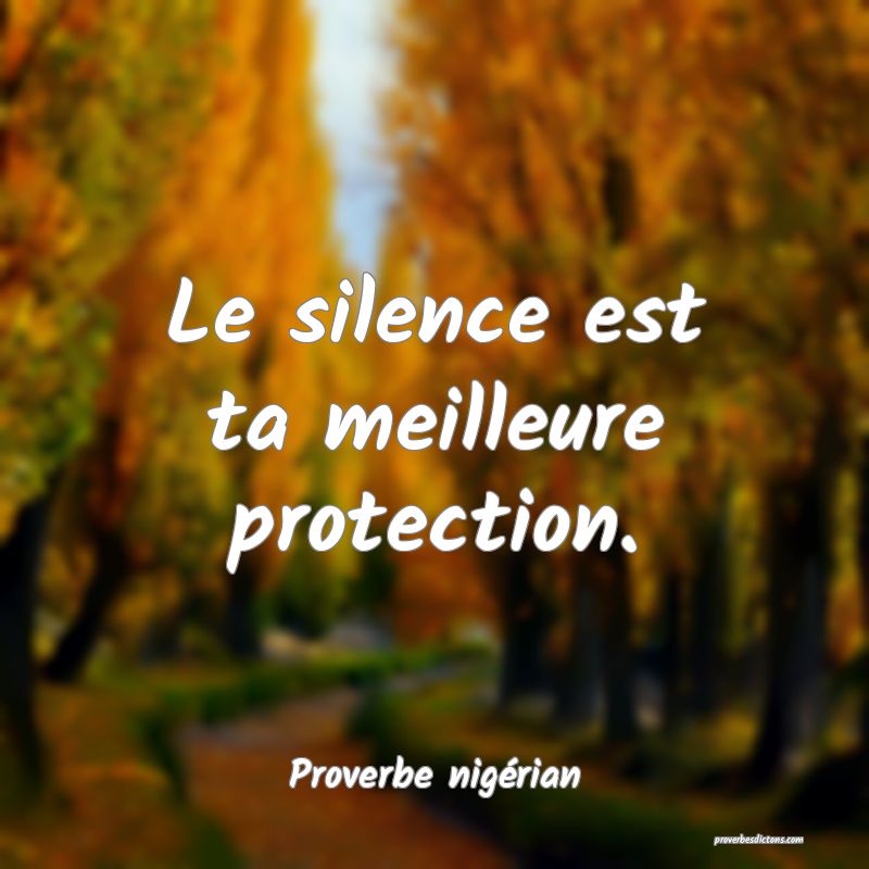 Le silence est ta meilleure protection.
