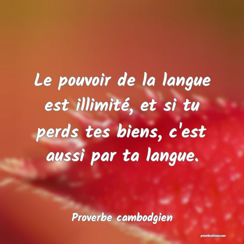 Le pouvoir de la langue est illimité, et si tu perds tes biens, c'est aussi par ta langue.