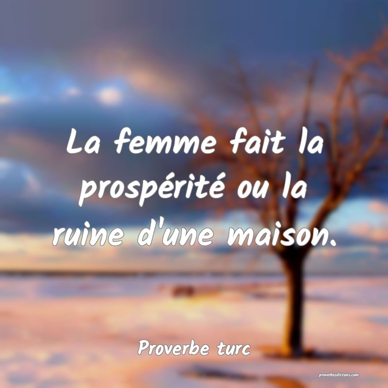 La femme fait la prospérité ou la ruine d'une maison.