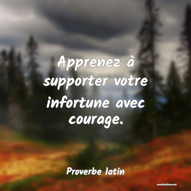 Apprenez à supporter votre infortune avec courage.