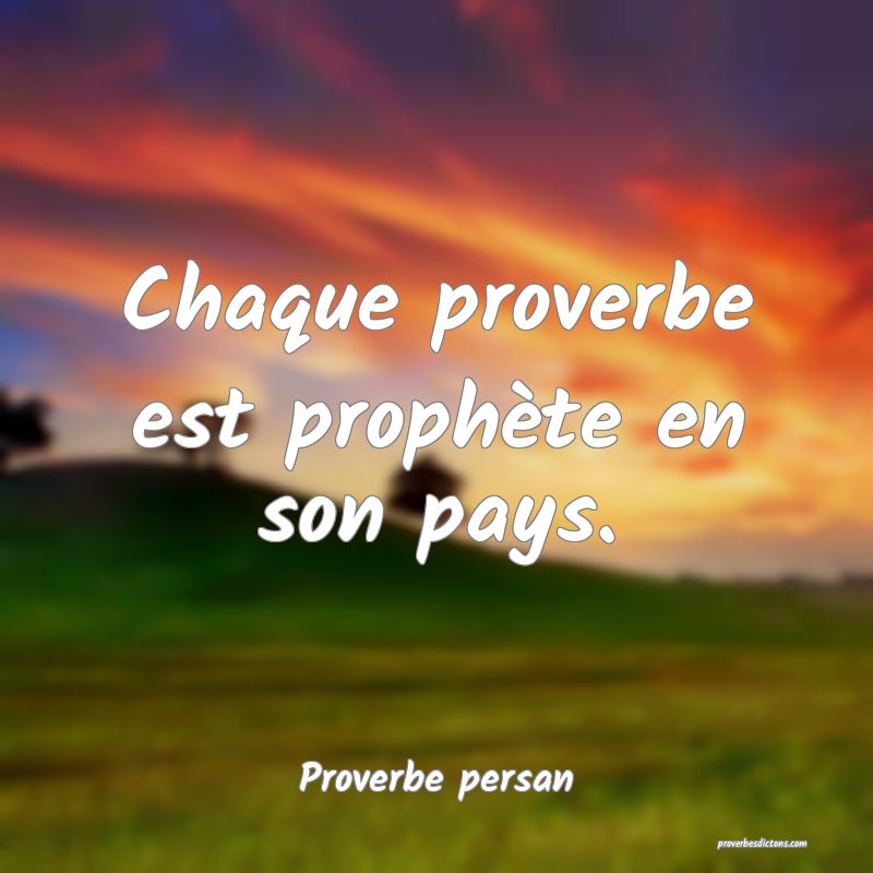 Chaque proverbe est prophète en son pays.