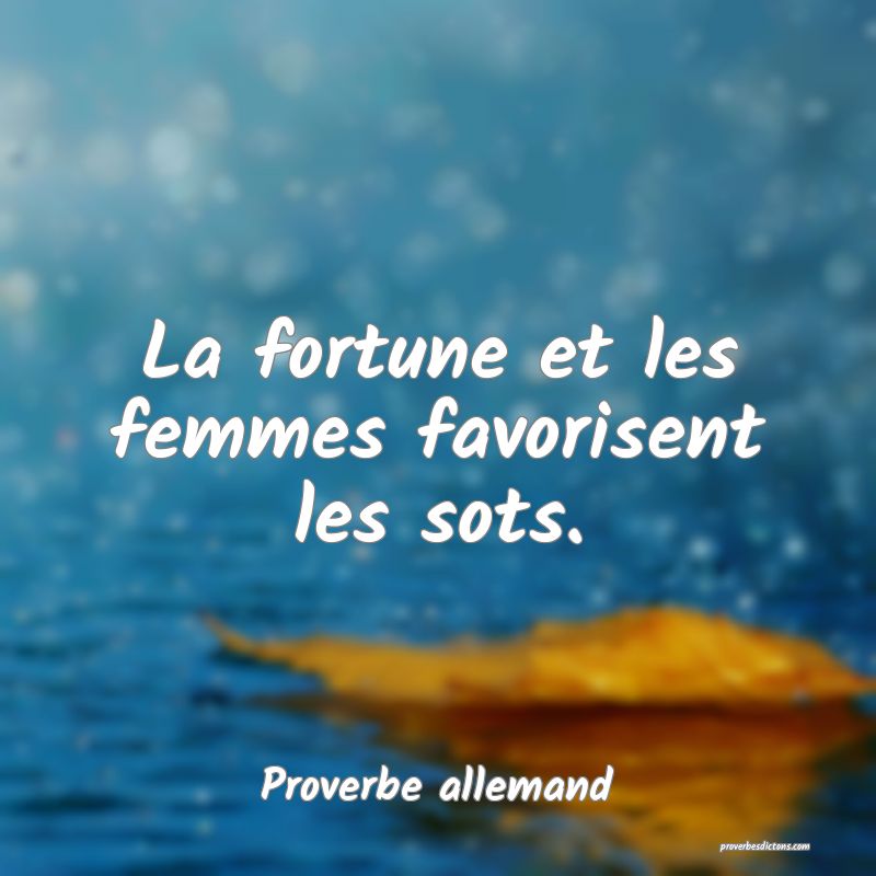 La fortune et les femmes favorisent les sots.