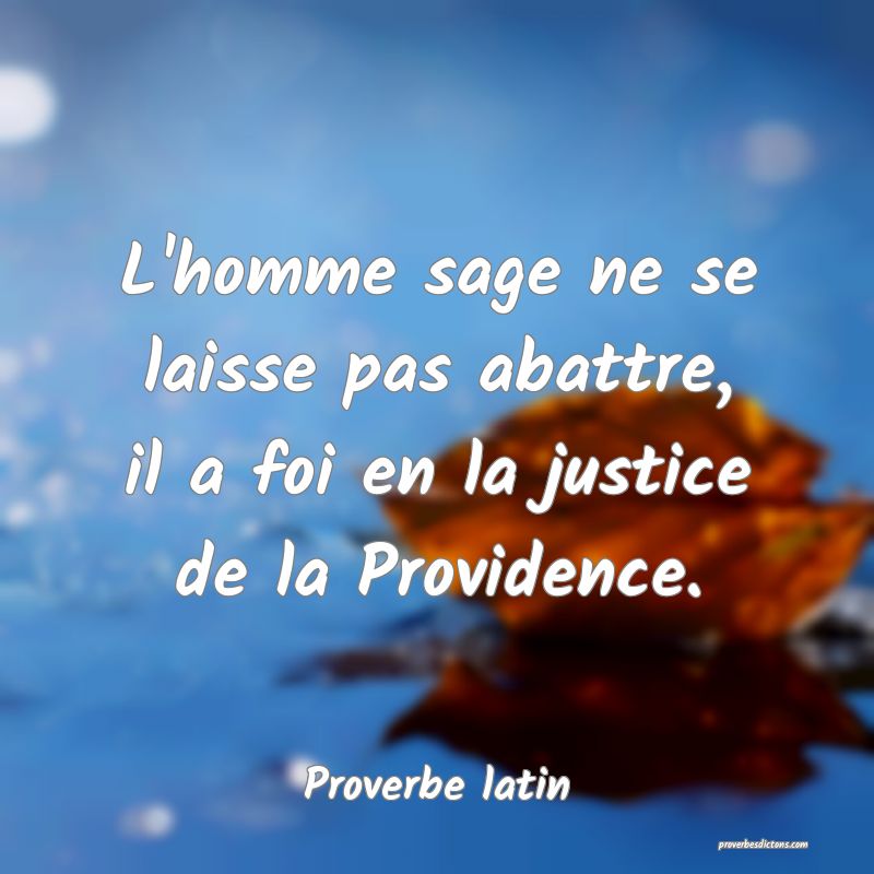 L'homme sage ne se laisse pas abattre, il a foi en la justice de la Providence.