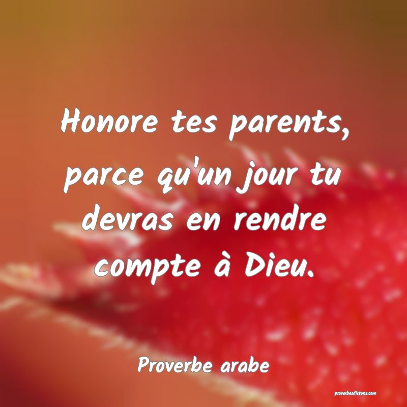 Honore tes parents, parce qu'un jour tu devras en rendre compte à Dieu.