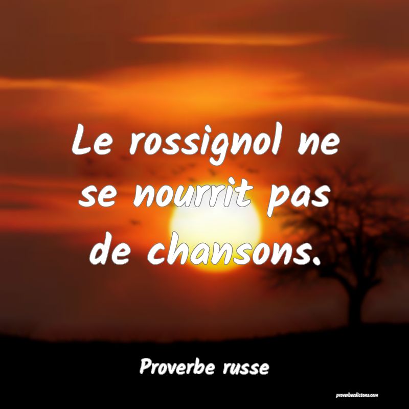  Le rossignol ne se nourrit pas de chansons.