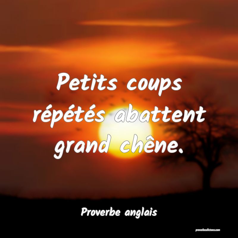  Petits coups répétés abattent grand chêne.