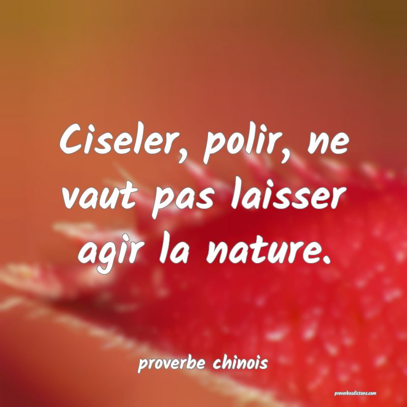  Ciseler, polir, ne vaut pas laisser agir la nature.
