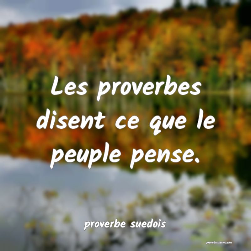  Les proverbes disent ce que le peuple pense.