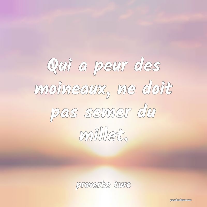  Qui a peur des moineaux, ne doit pas semer du millet.