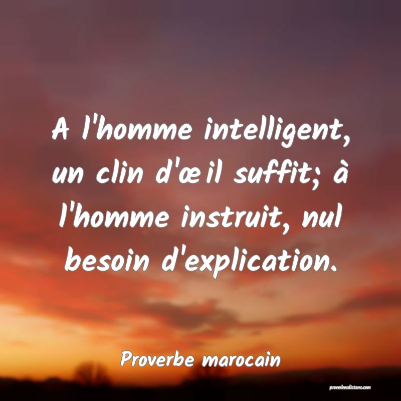 A l'homme intelligent, un clin d'œil suffit; à l'homme instruit, nul besoin d'explication.