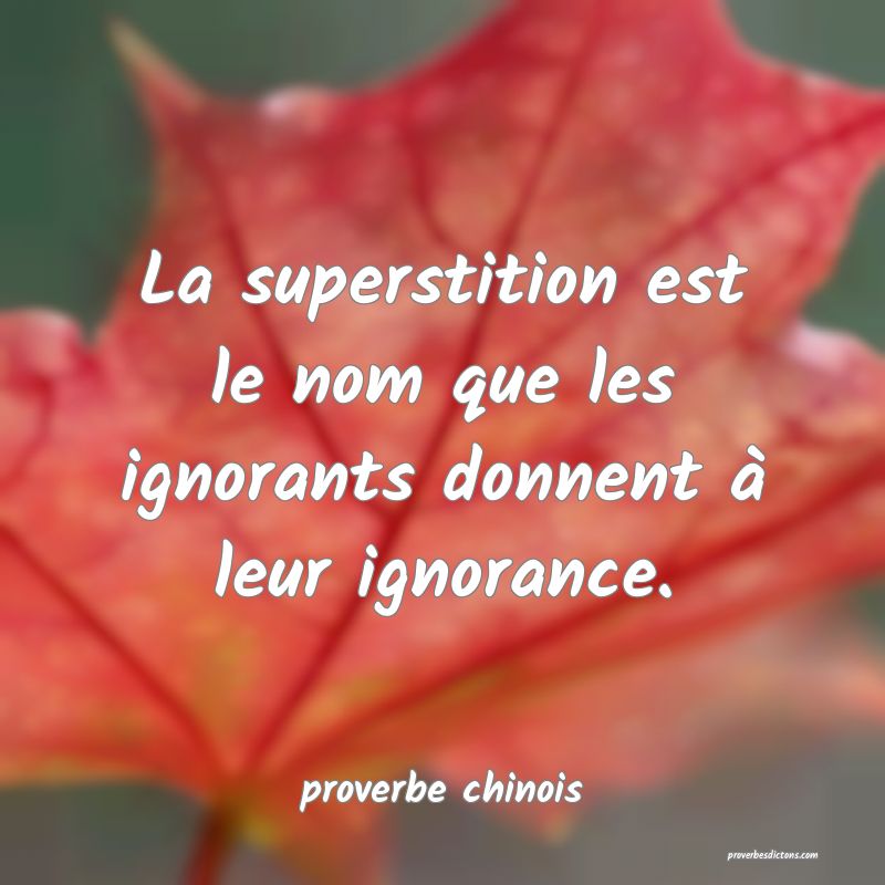  La superstition est le nom que les ignorants donnent à leur ignorance.