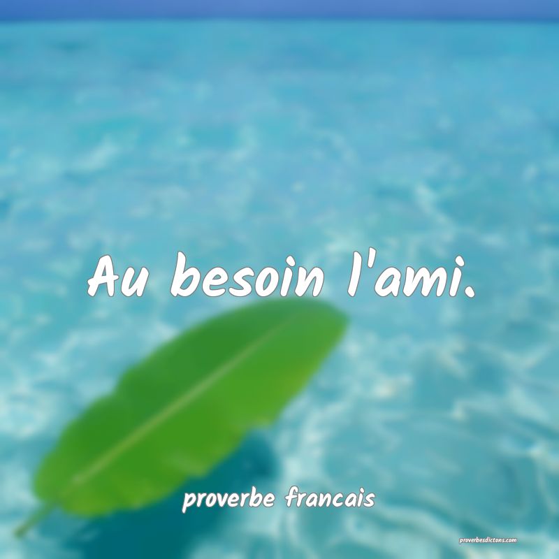 Au besoin l'ami.